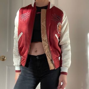 Urban outfitters satin bomber jacket with tiger xs
